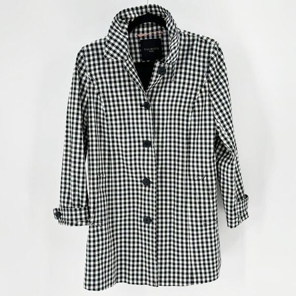Talbots CLASSIC GINGHAM MAC black white water resistant preppy coastal grandma - Picture 3 of 10
